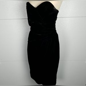 Interim Vintage Black Velvet Strapless Sweetheart Dress Size 6